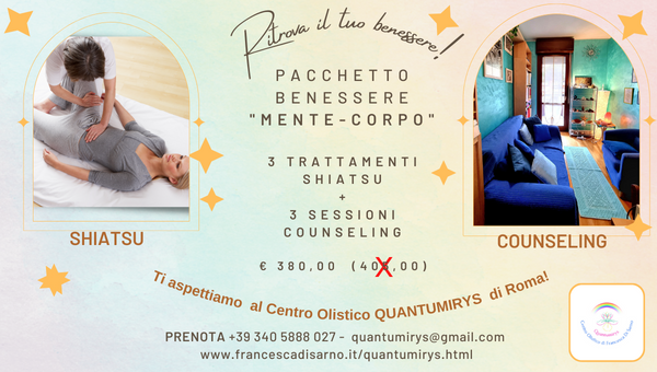 PACCHETTO BENESSERE MENTE-CORPO: SHIATSU + COUNSELING